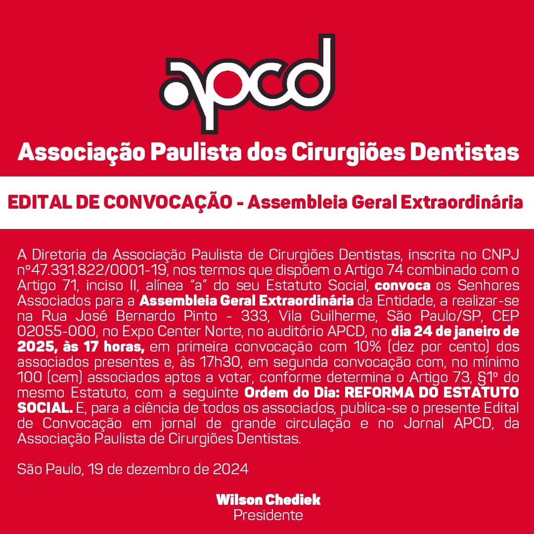 APCD vai atualizar estatuto em Assembleia Geral que será realizada no CIOSP na sexta (24/01)